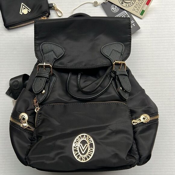 Valentino Orlandi Black Nylon Backpack & Matching Wallet - Picture 3 of 11